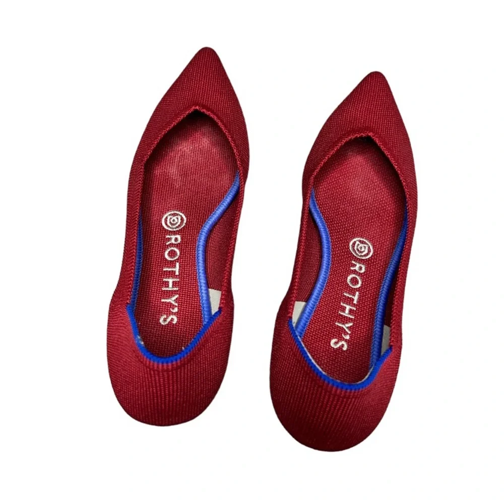 Rothy’s The Point flats in chili - red with blue 7.5 - Picture 4 of 11